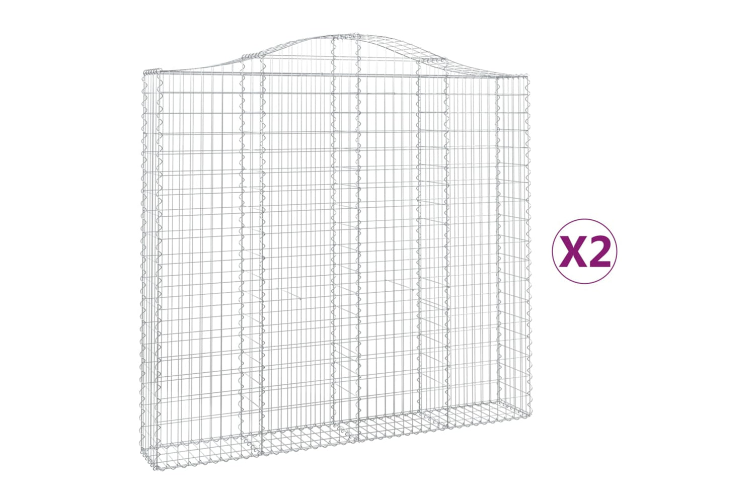 vidaXL 3145514 Arched Gabion Baskets 2 Pcs 200x30x180/200cm Galvanised Iron