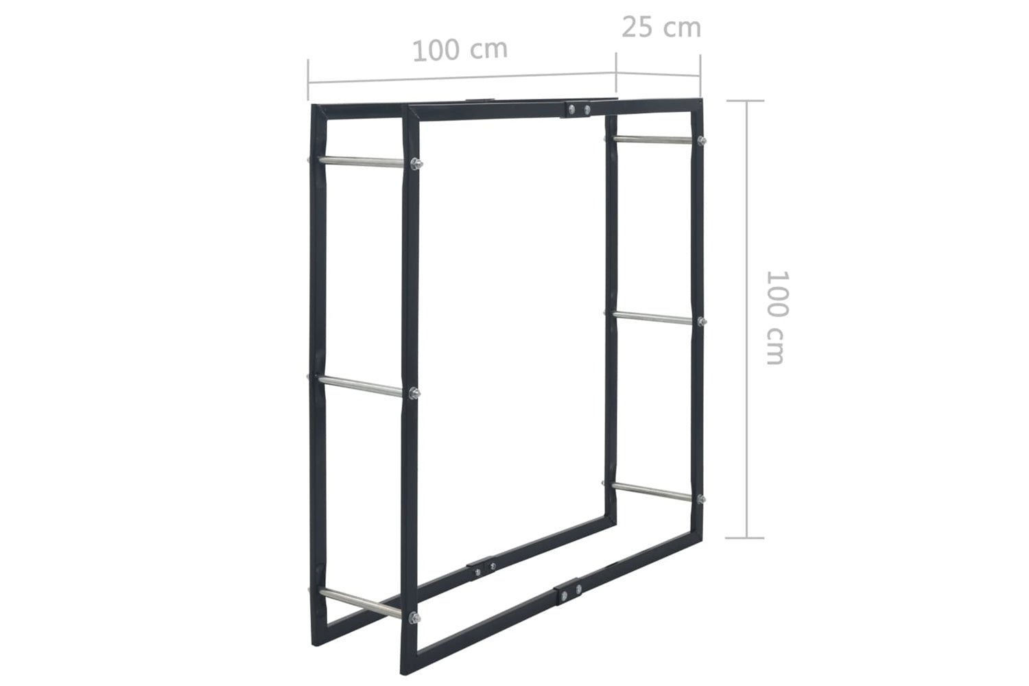 vidaXL 286288 Firewood Rack Black 100x25x100cm Steel-6