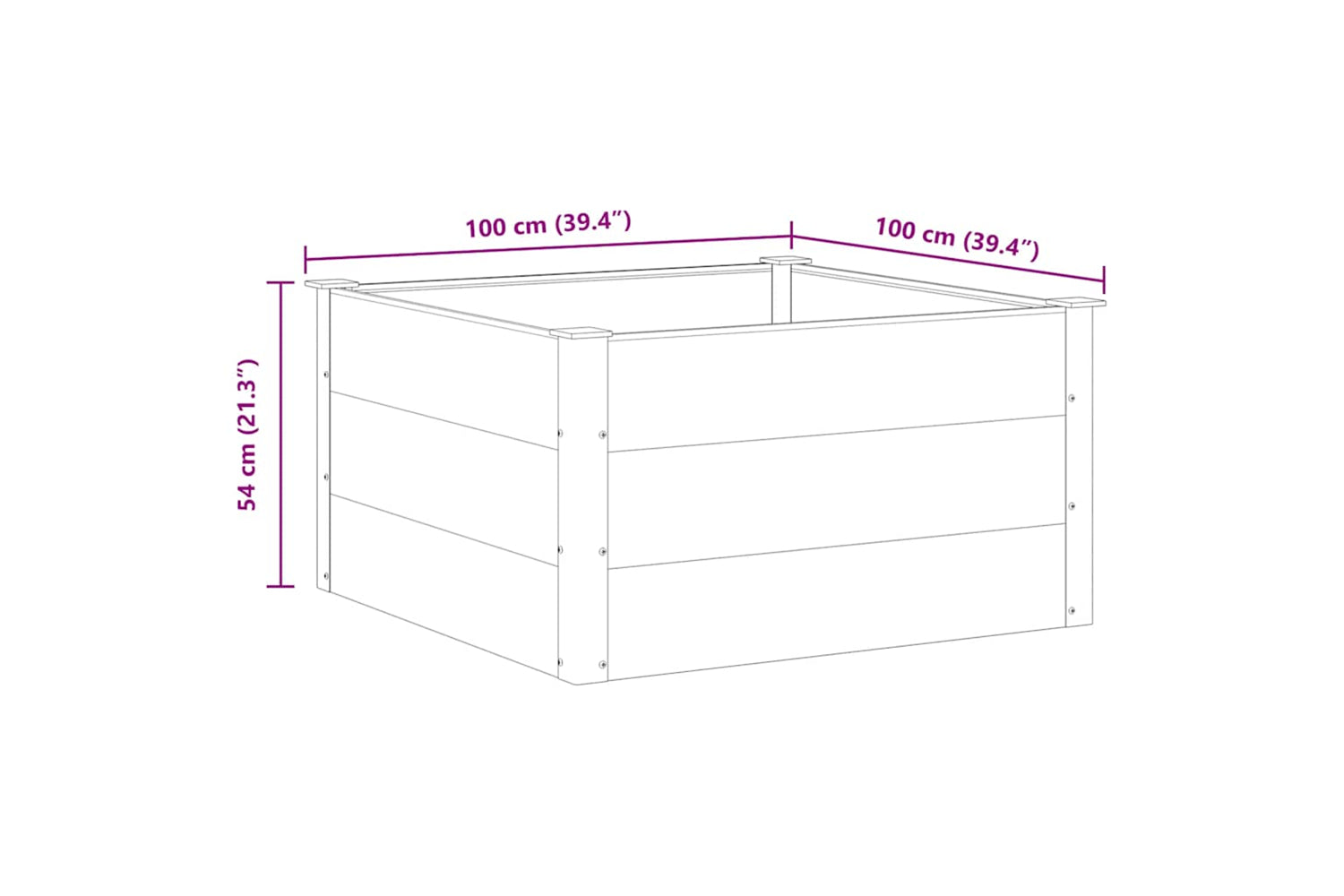 vidaXL 43605 Garden Raised Bed Wpc 100x100x54cm Grey-7