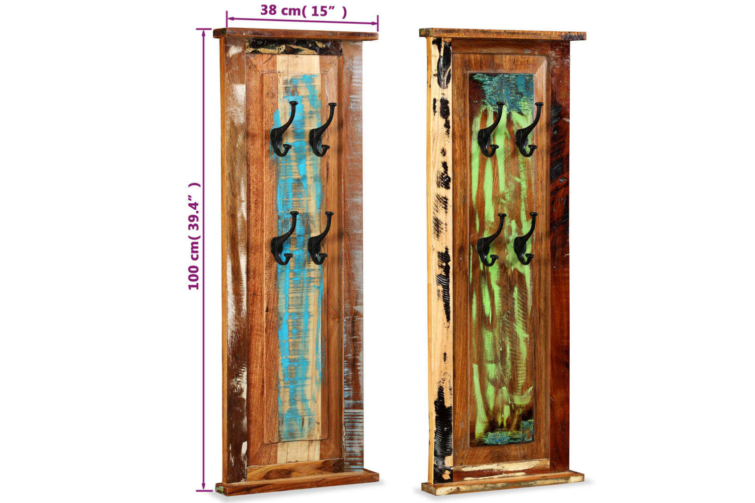 vidaXL 244588 Coat Racks 2 Pcs Solid Reclaimed Wood 38x100cm-9