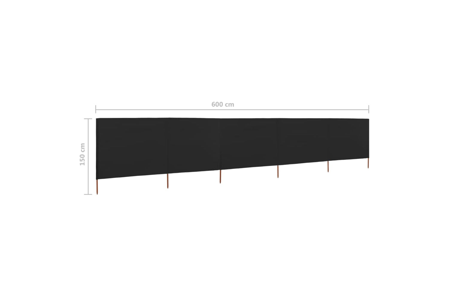 vidaXL 47164 5-panel Wind Screen Fabric 600x120cm Black-6