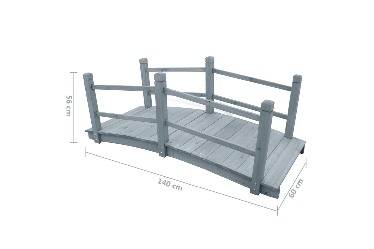 vidaXL 310040 Garden Bridge Grey 140x60x56cm Solid Firwood-4