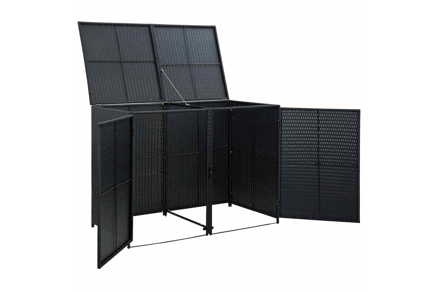 vidaXL 43887 Double Wheelie Bin Shed Poly Rattan Black 148x80x111cm-5