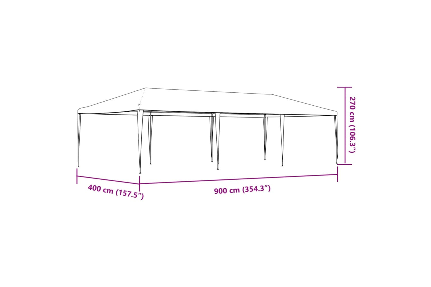 Vidaxl 48510 Professional Party Tent 4x9 M Anthracite 90 G/mâ²-7