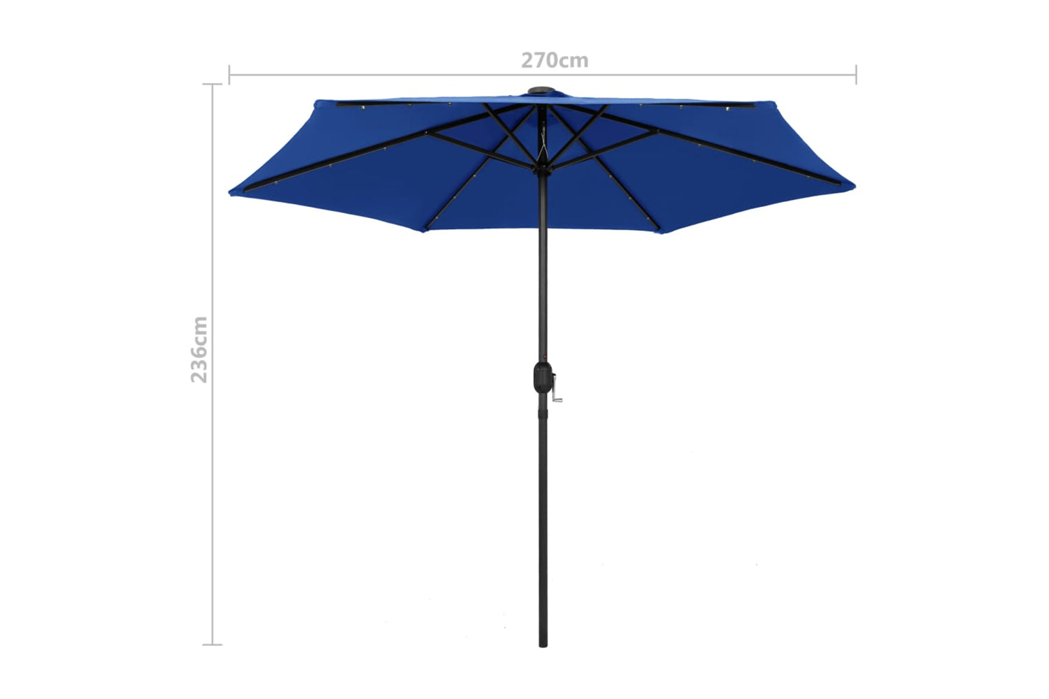 Vidaxl 47359 Parasol With Led Lights And Aluminium Pole 270 Cm Azure Blue-7