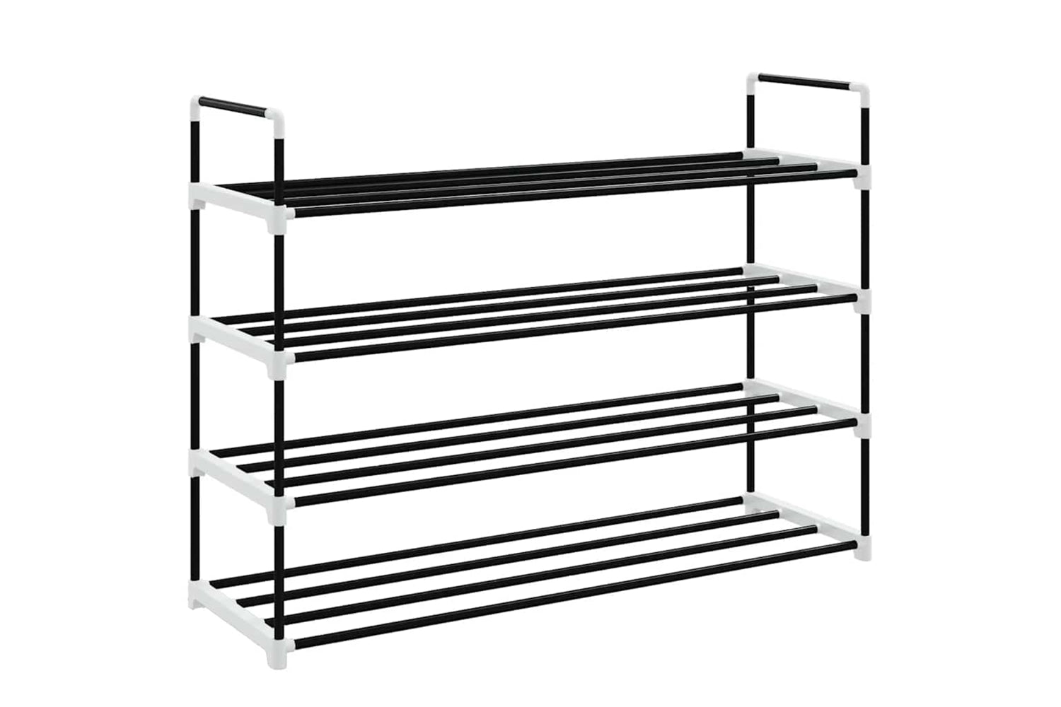 Vidaxl 245626 Shoe Rack With 4 Shelves Metal And Plastic Black-4