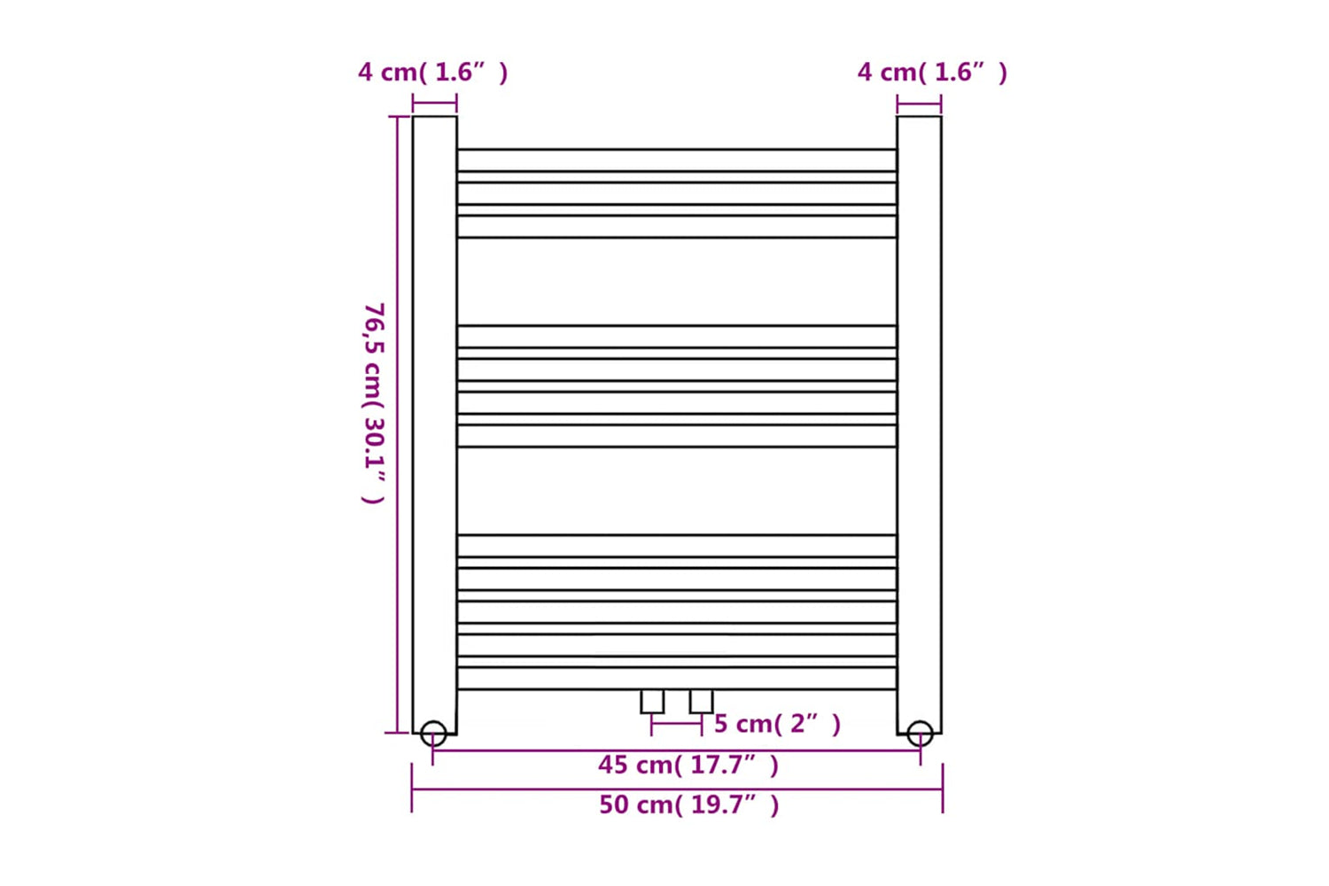 vidaXL 140841 Bathroom Central Heating Towel Rail Radiator Straight 500 X 764mm-8