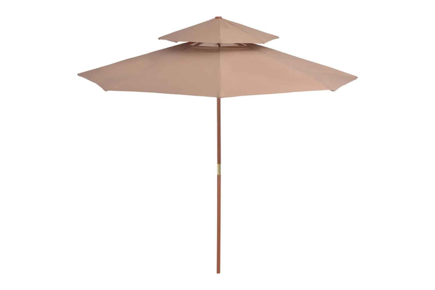 vidaXL 44520 Double Decker Parasol With Wooden Pole 270cm Taupe-2