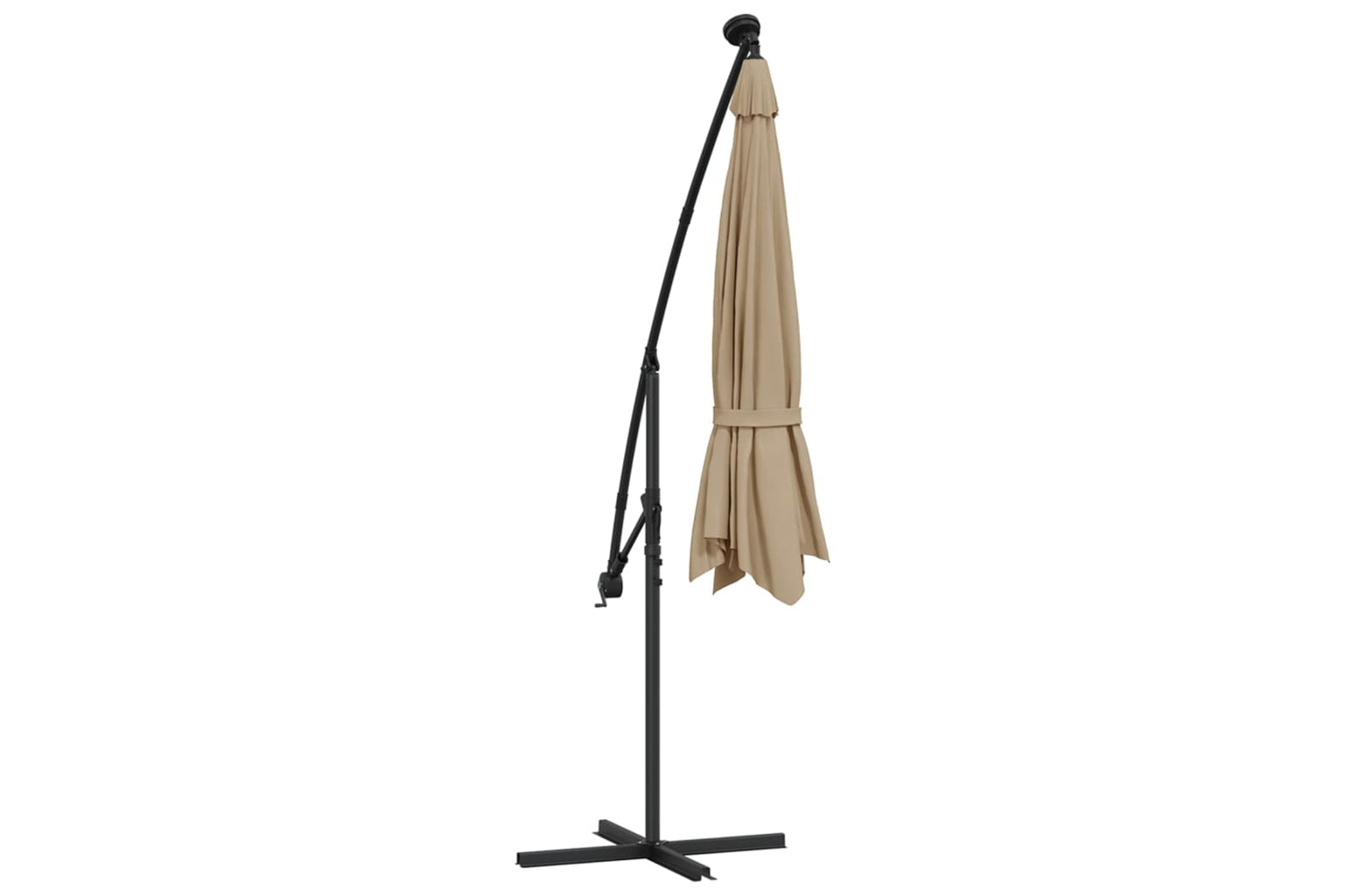 Vidaxl 44522 Cantilever Umbrella With Led Lights And Steel Pole 300 Cm Taupe-7
