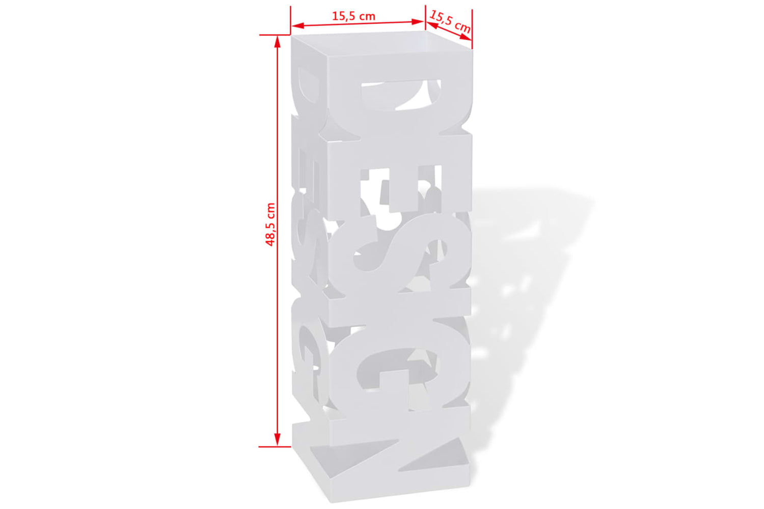 vidaXL 242467 White Square Umbrella Stand Storage Holder Walking Stick Steel 48.5cm-5