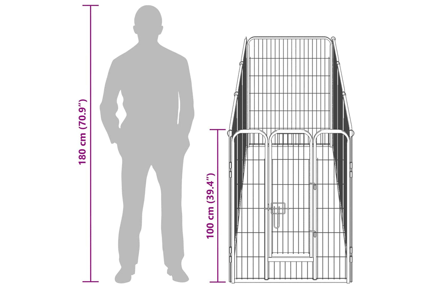 vidaXL 170574 Dog Playpen 8 Panels Steel 80x100cm Black-7