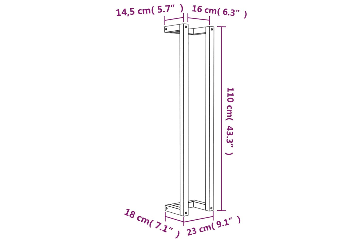 vidaXL 822403 Towel Rack White 23x18x110cm Solid Wood Pine-7