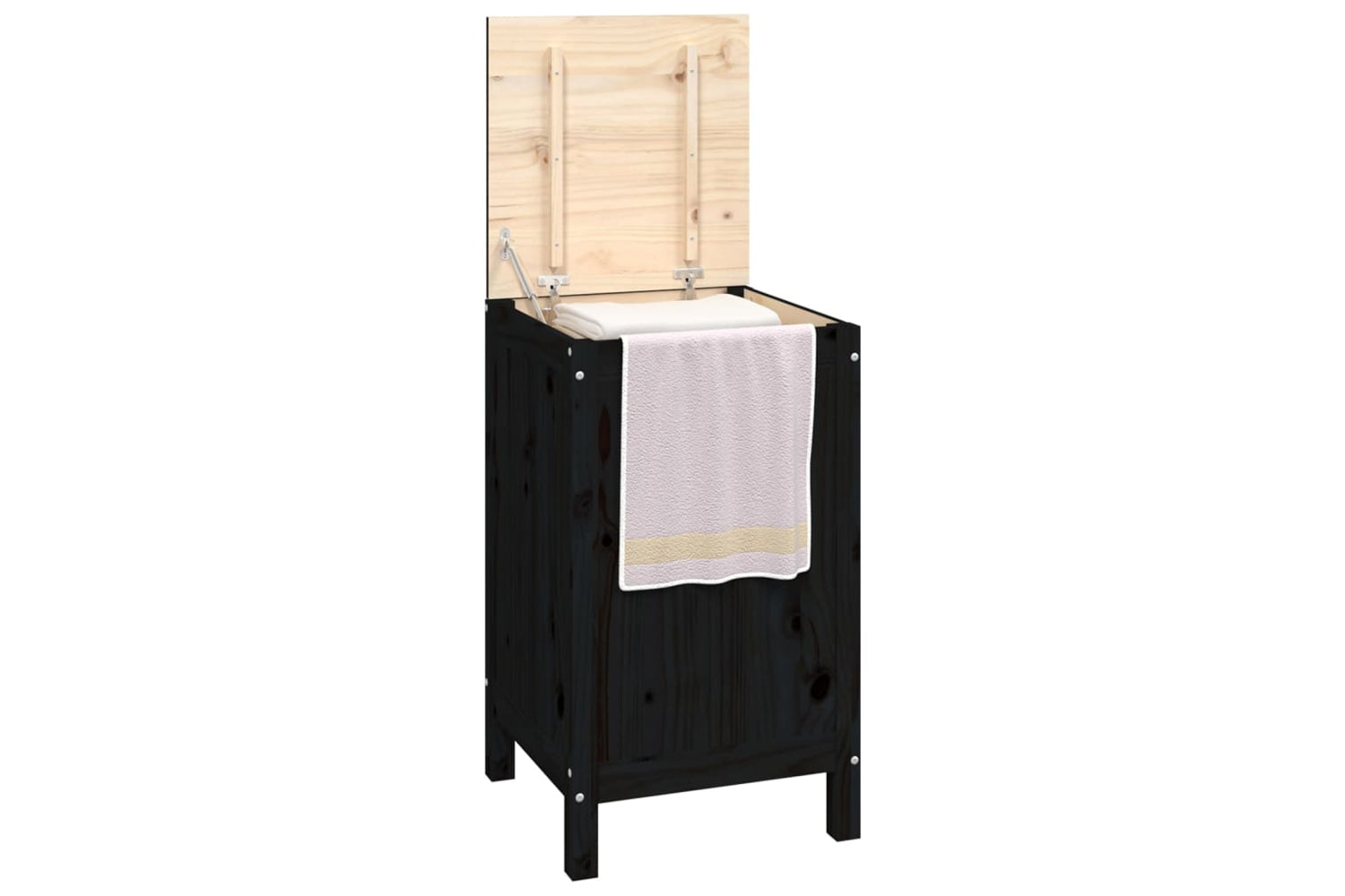 vidaXL 823578 Laundry Box Black 44x44x76cm Solid Wood Pine-3