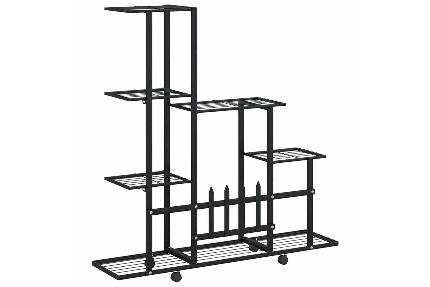 vidaXL 336114 Flower Stand With Wheel 94.5x25x92.5cm Black Metal-5
