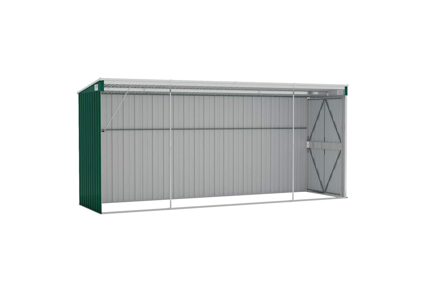 vidaXL 316229 Wall-mounted Garden Shed Green 118x382x178cm Galvanised Steel-5
