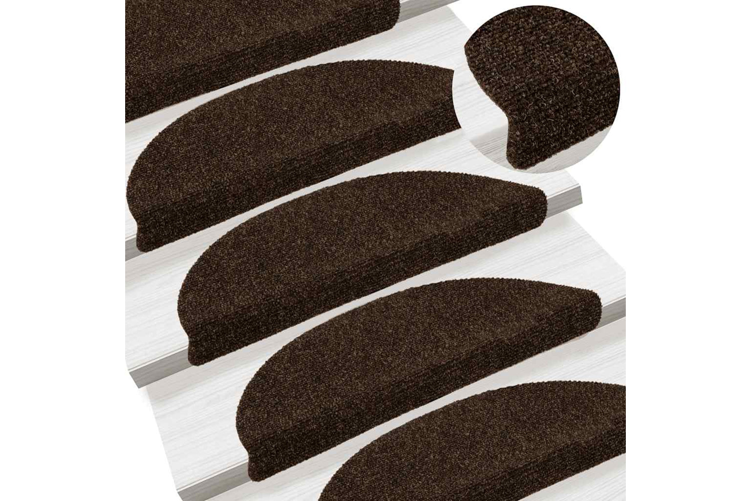 vidaXL 149688 Self-adhesive Stair Mats 5 Pcs Brown 56x17x3cm Needle Punch-5