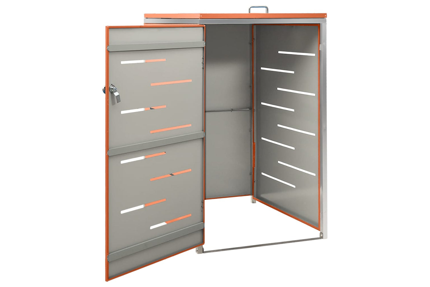 vidaXL Single Wheelie Bin Shed 69x77.5x112.5cm Stainless Steel-3