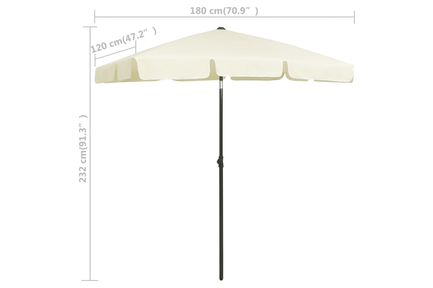 vidaXL 314719 Beach Umbrella Sand Yellow 180x120cm-8