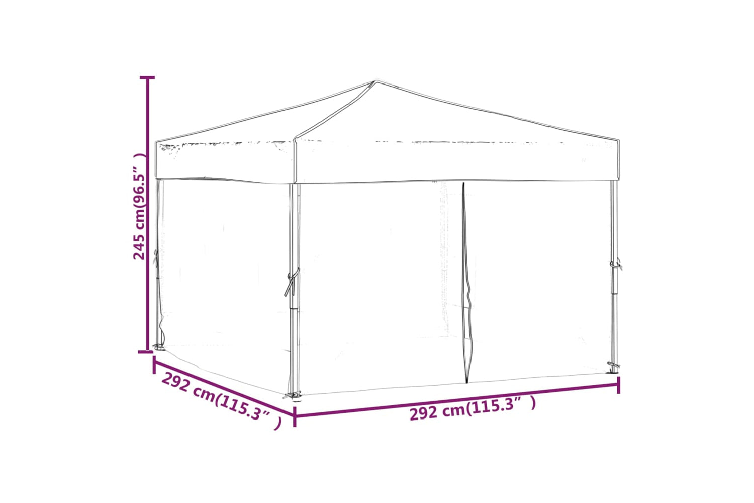 Vidaxl 93529 Folding Party Tent With Sidewalls Cream 3x3 M-8