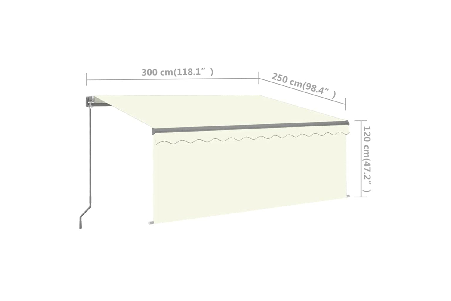 Vidaxl 3069382 Manual Retractable Awning With Blind&led 3x2.5m Cream-6