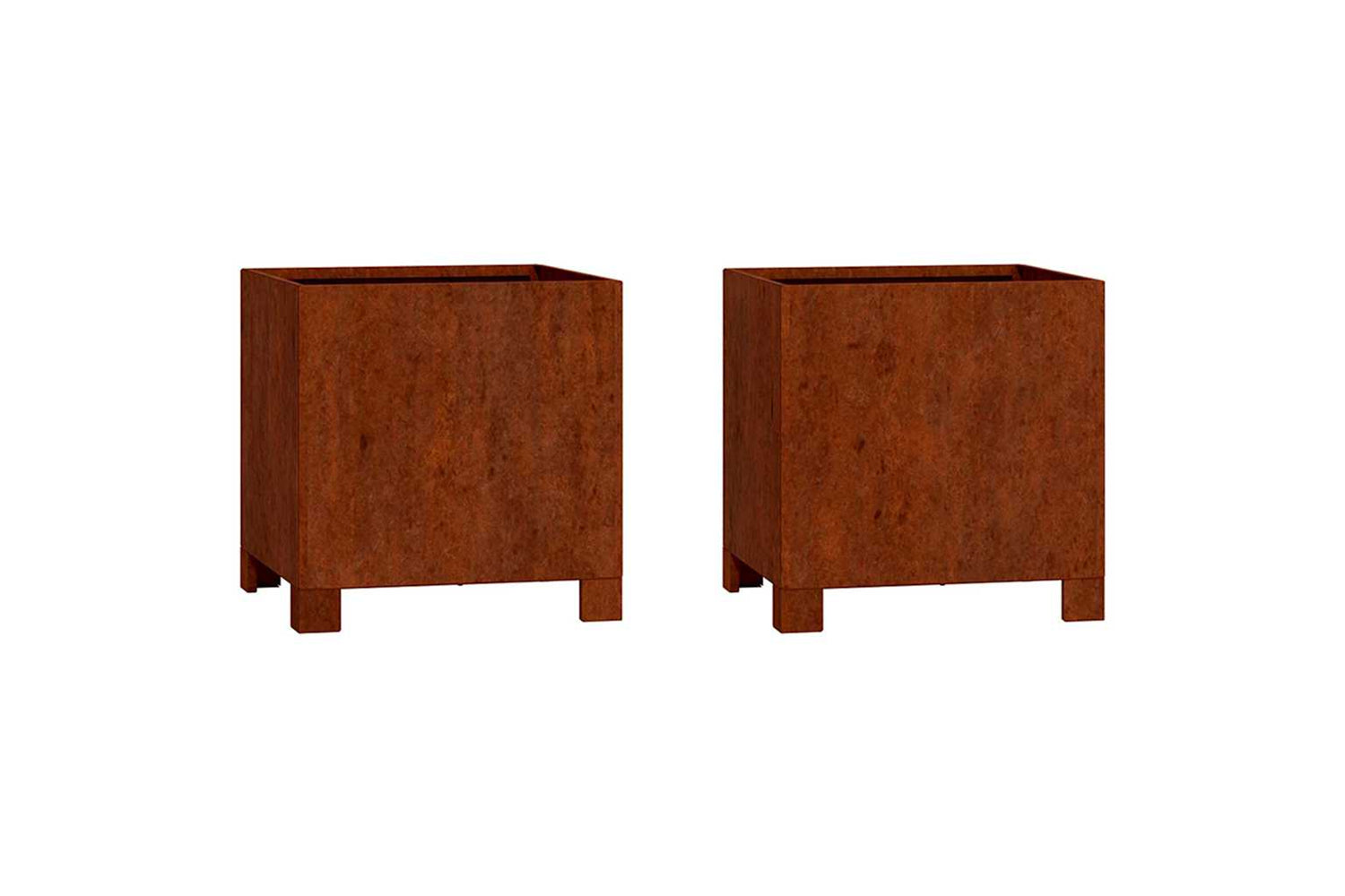 vidaXL 823679 Planters With Legs 2 Pcs Rusty 32x30x33cm Corten Steel