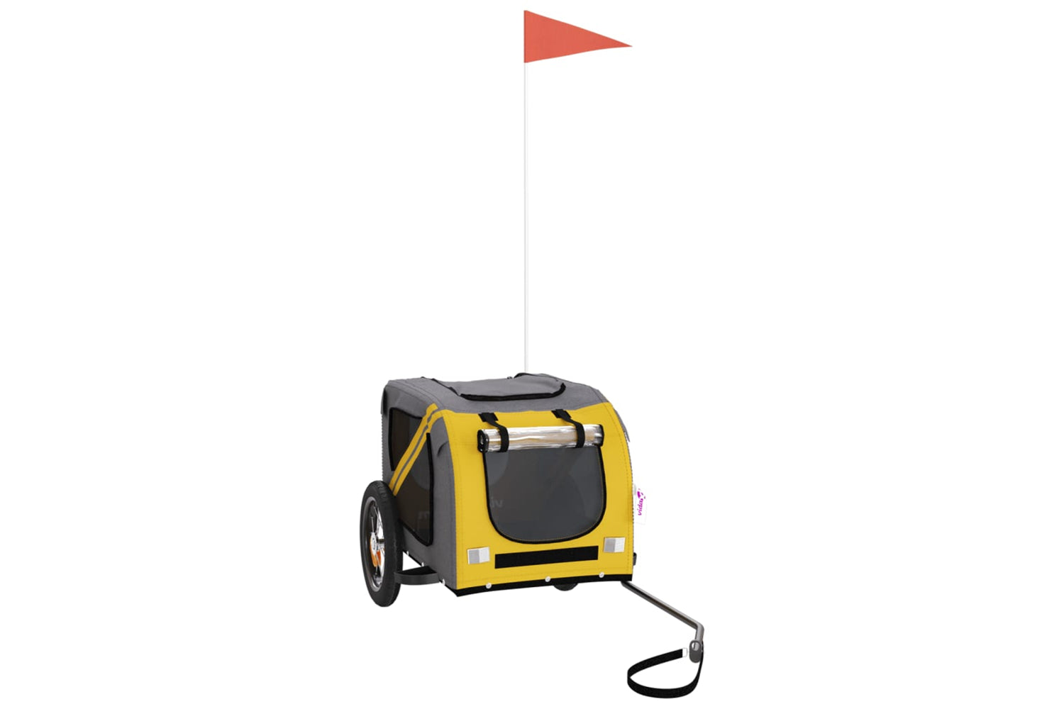Vidaxl 93868 Pet Bike Trailer Yellow And Grey Oxford Fabric And Iron