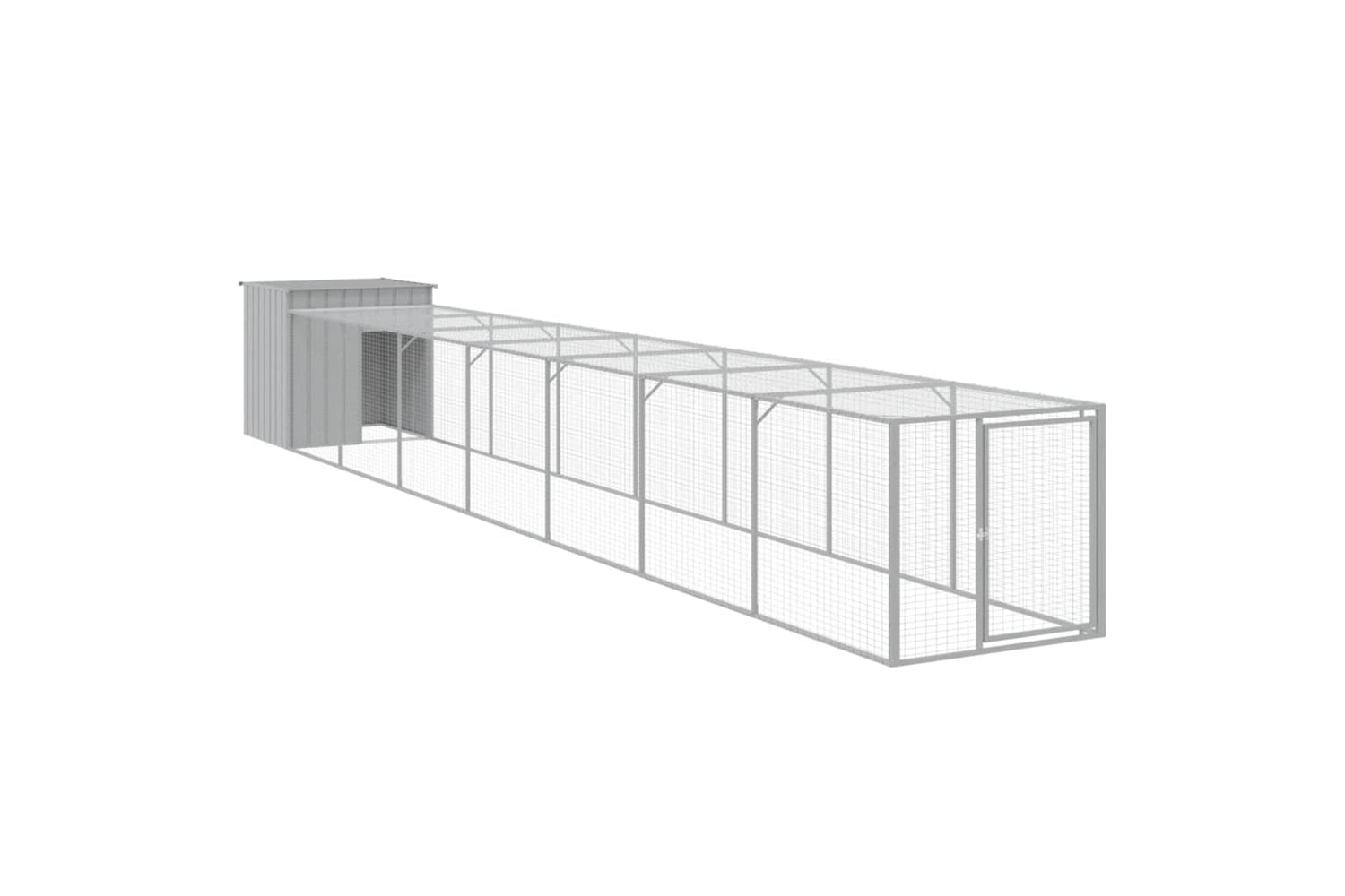 vidaXL 3189096 Chicken Cage With Run Light Grey 110x813x110cm Galvanised Steel