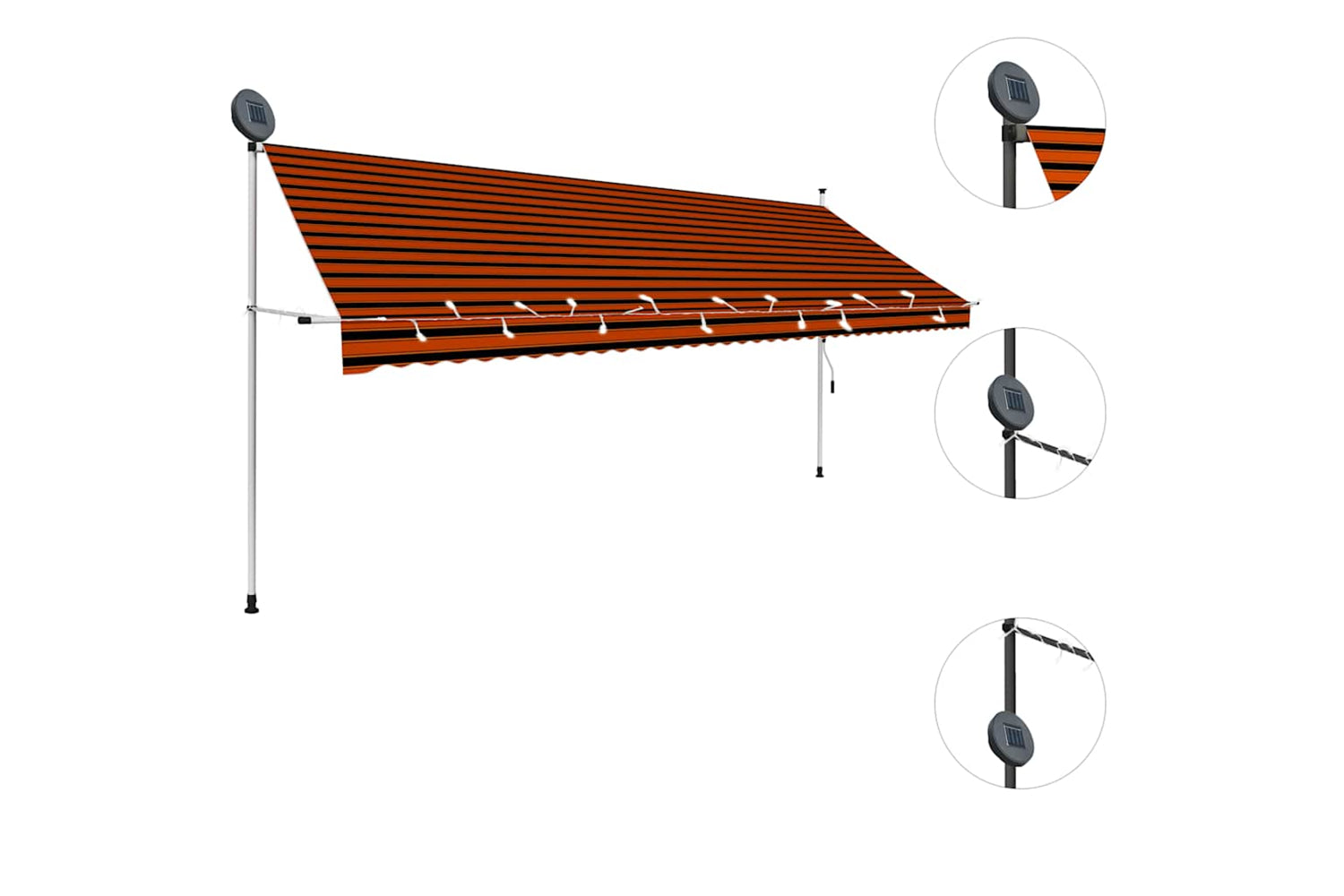 vidaXL 145882 Manual Retractable Awning With Led 400cm Orange And Brown-4