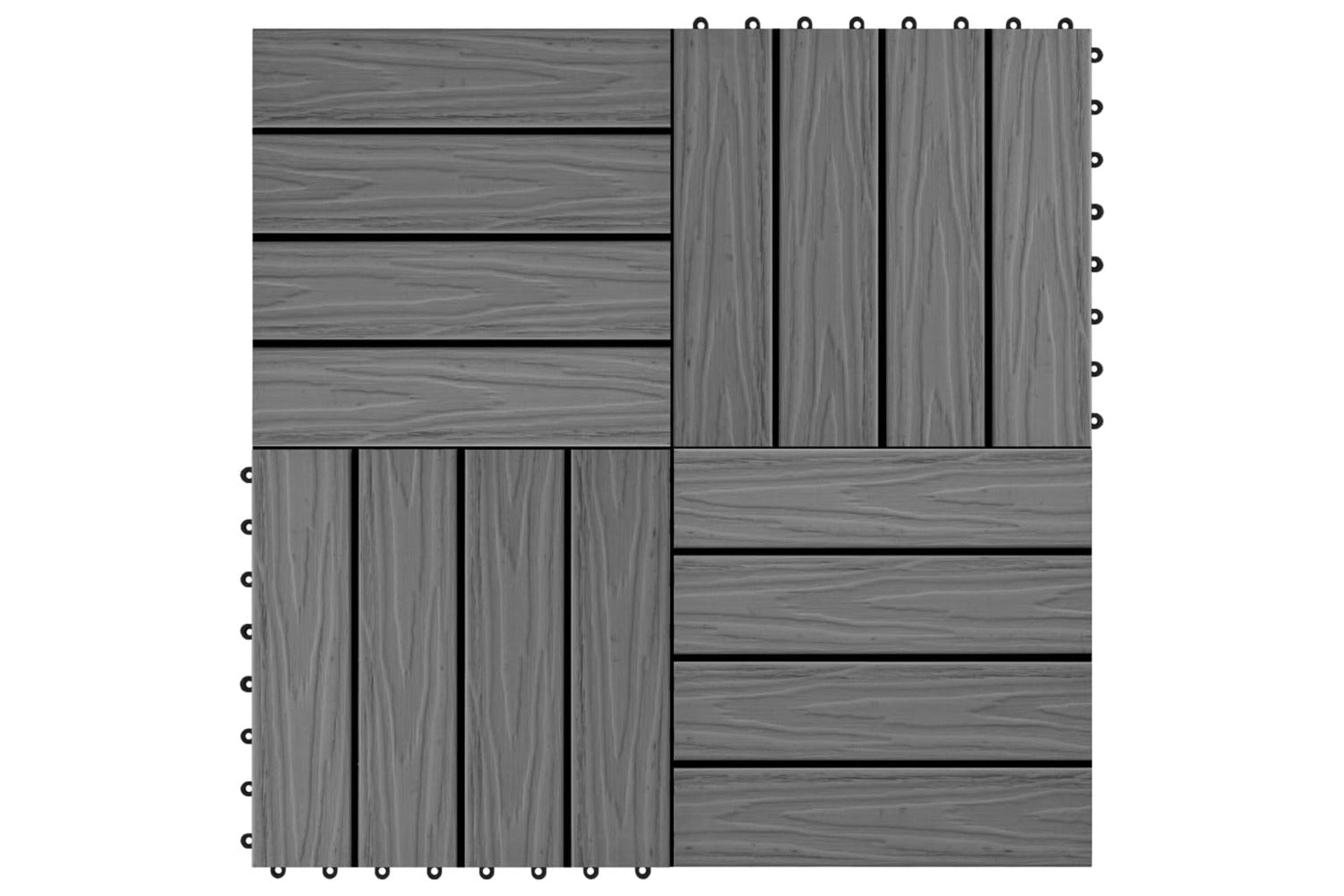 vidaXL 45035 11 Pcs Decking Tiles Deep Embossed Wpc 30x30cm-2