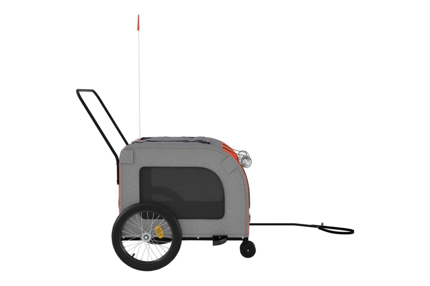 Vidaxl 93858 Pet Bike Trailer Orange And Grey Oxford Fabric And Iron-5