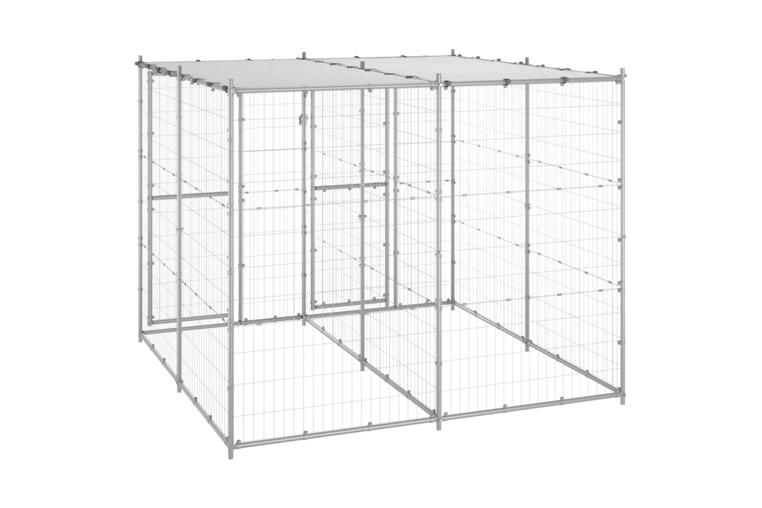 Vidaxl 3082271 Outdoor Dog Kennel Galvanised Steel With Roof 4.84 M2-4