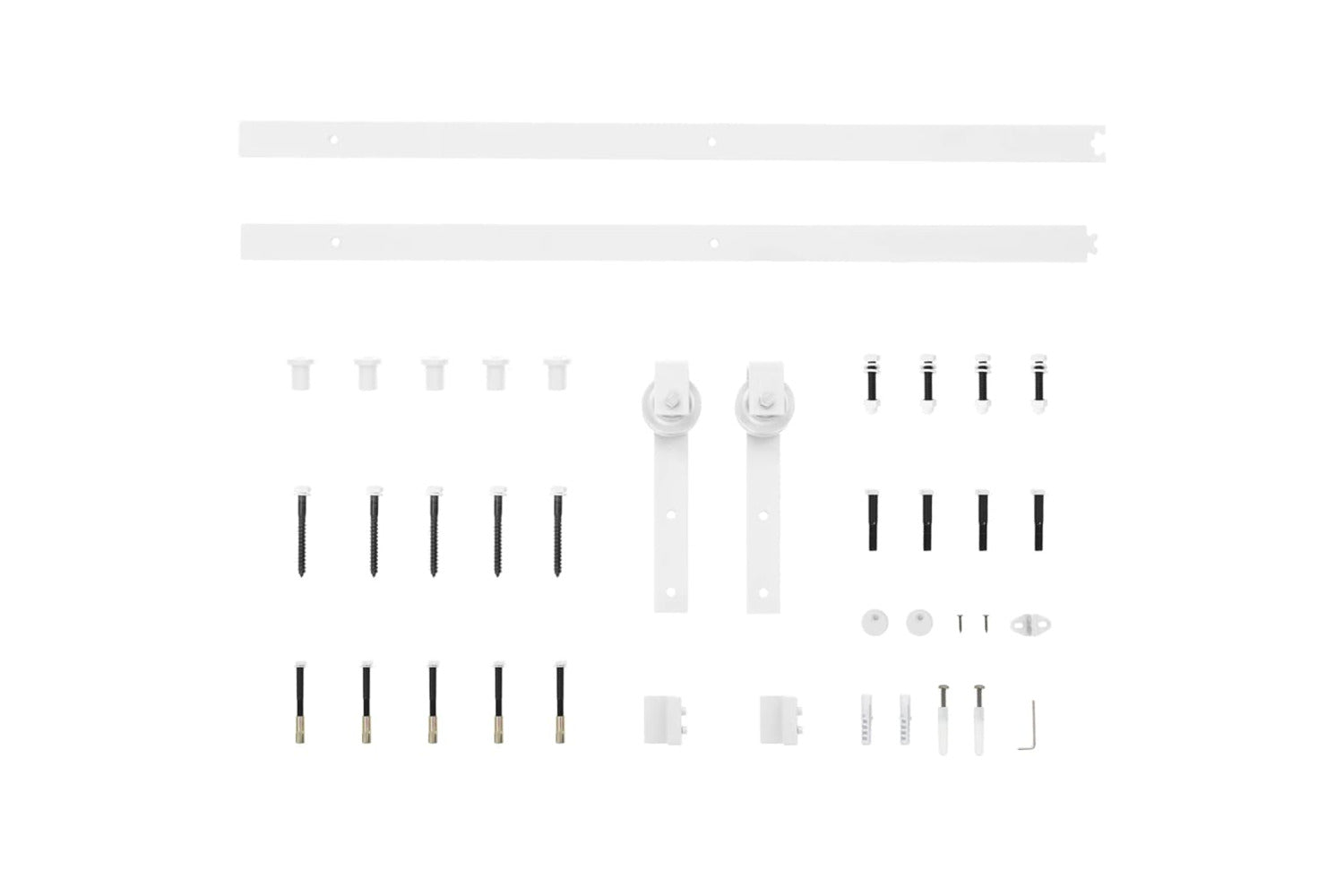 vidaXL Sliding Door Hardware Kit 200cm Steel White-4