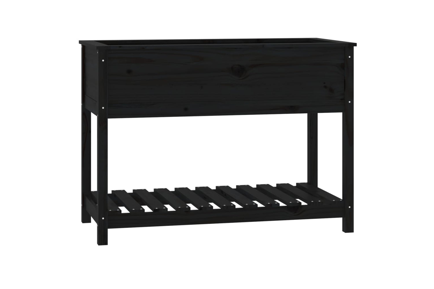 vidaXL 823791 Planter With Shelf Black 111.5x54x81cm Solid Wood Pine