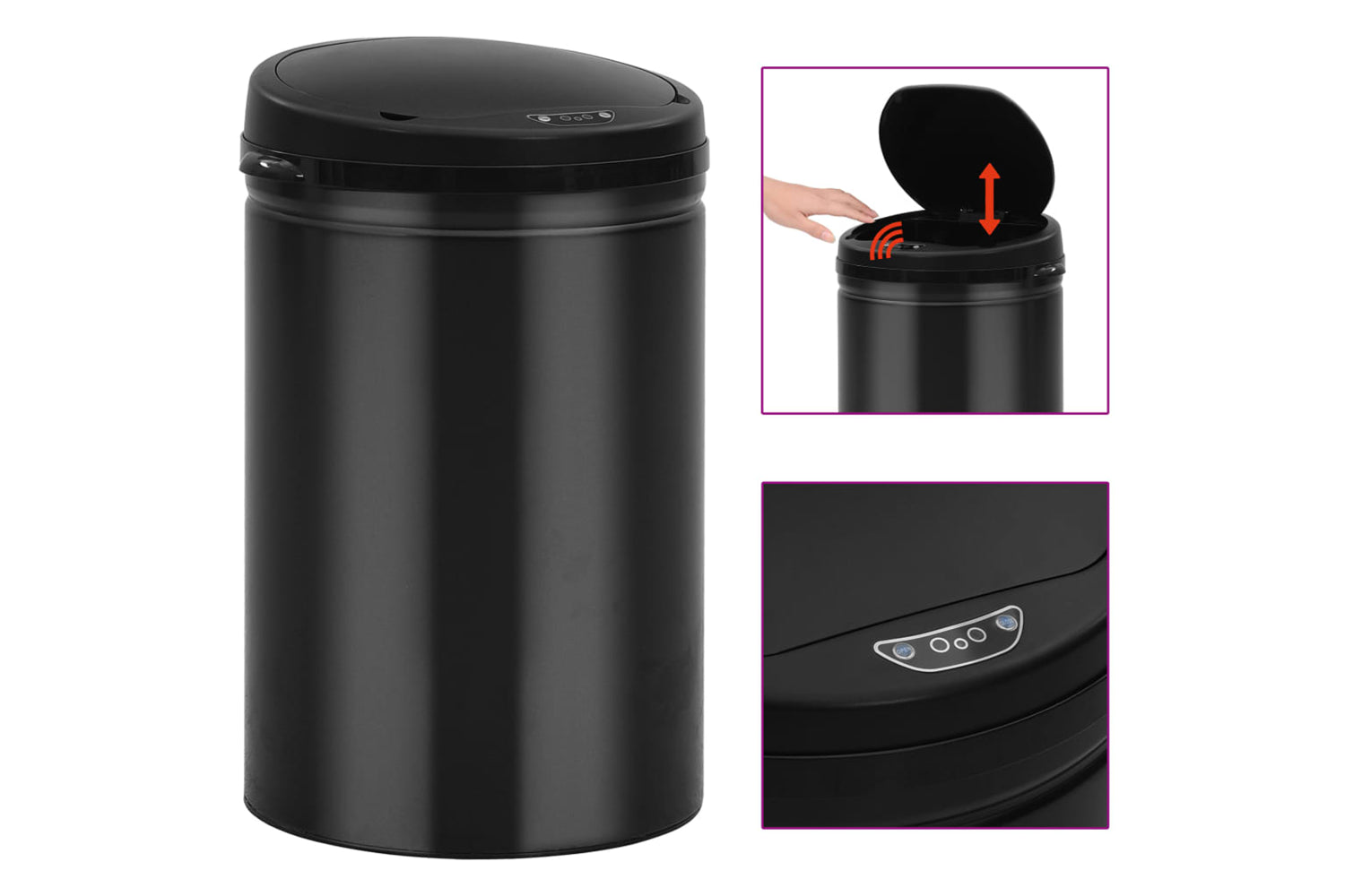 Vidaxl 322698 Automatic Sensor Dustbin 30 L Carbon Steel Black