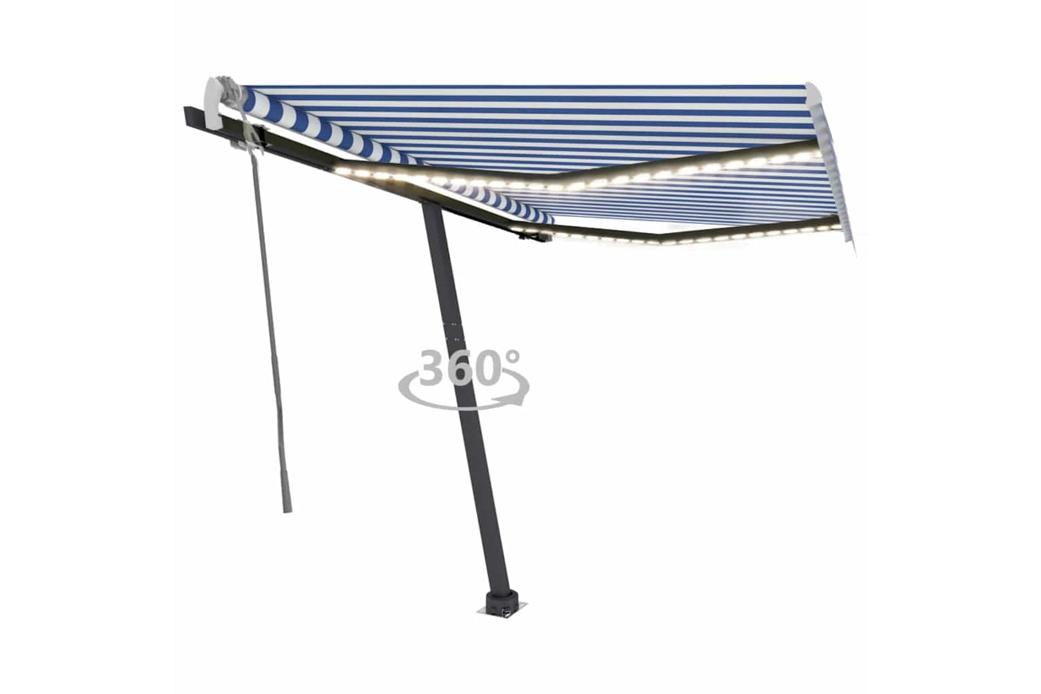 Vidaxl Manual Retractable Awning With Led 350x250 Cm Blue And White