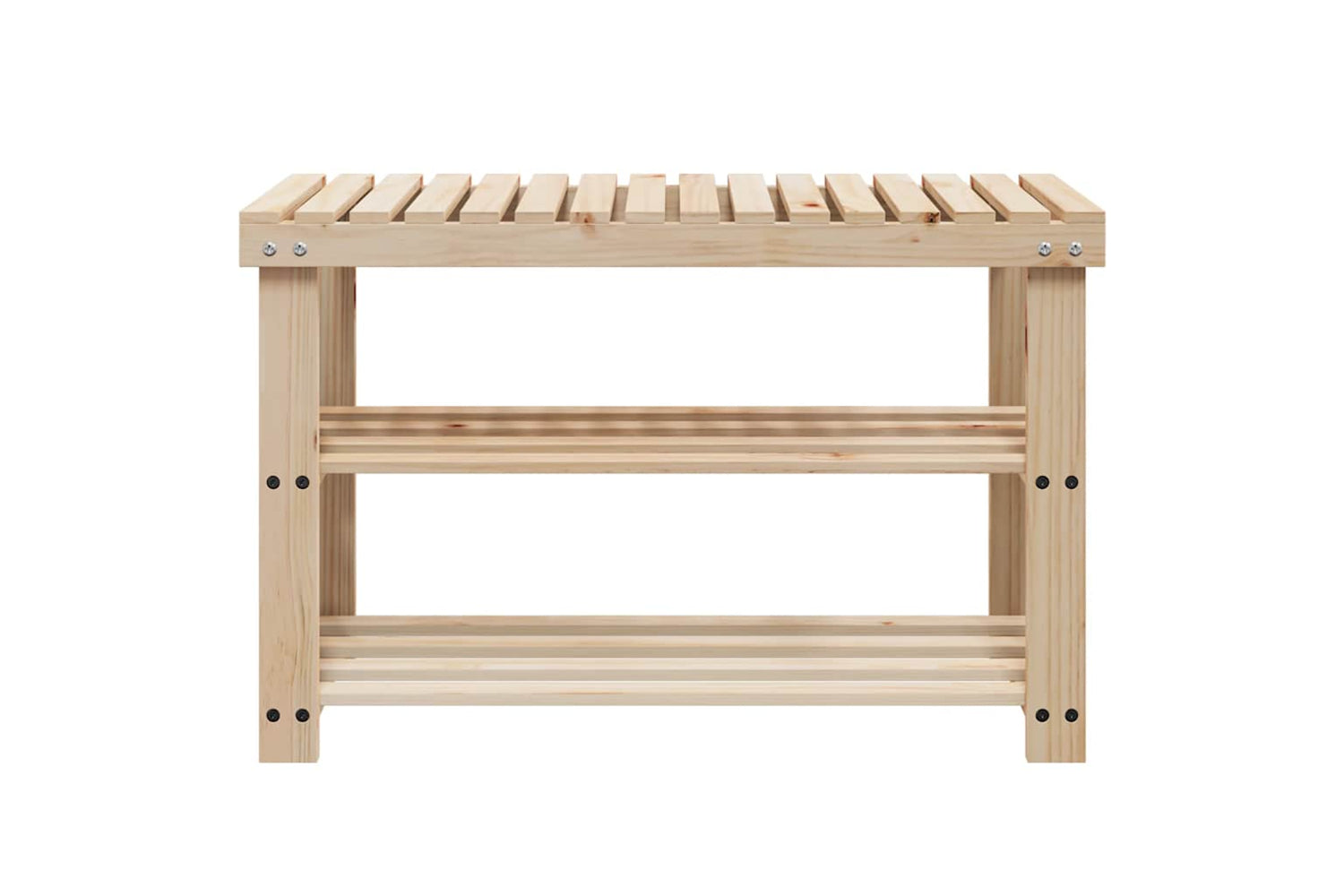 Vidaxl 276040 2-in-1 Shoe Rack With Bench Top 2 Pcs Solid Wood-3