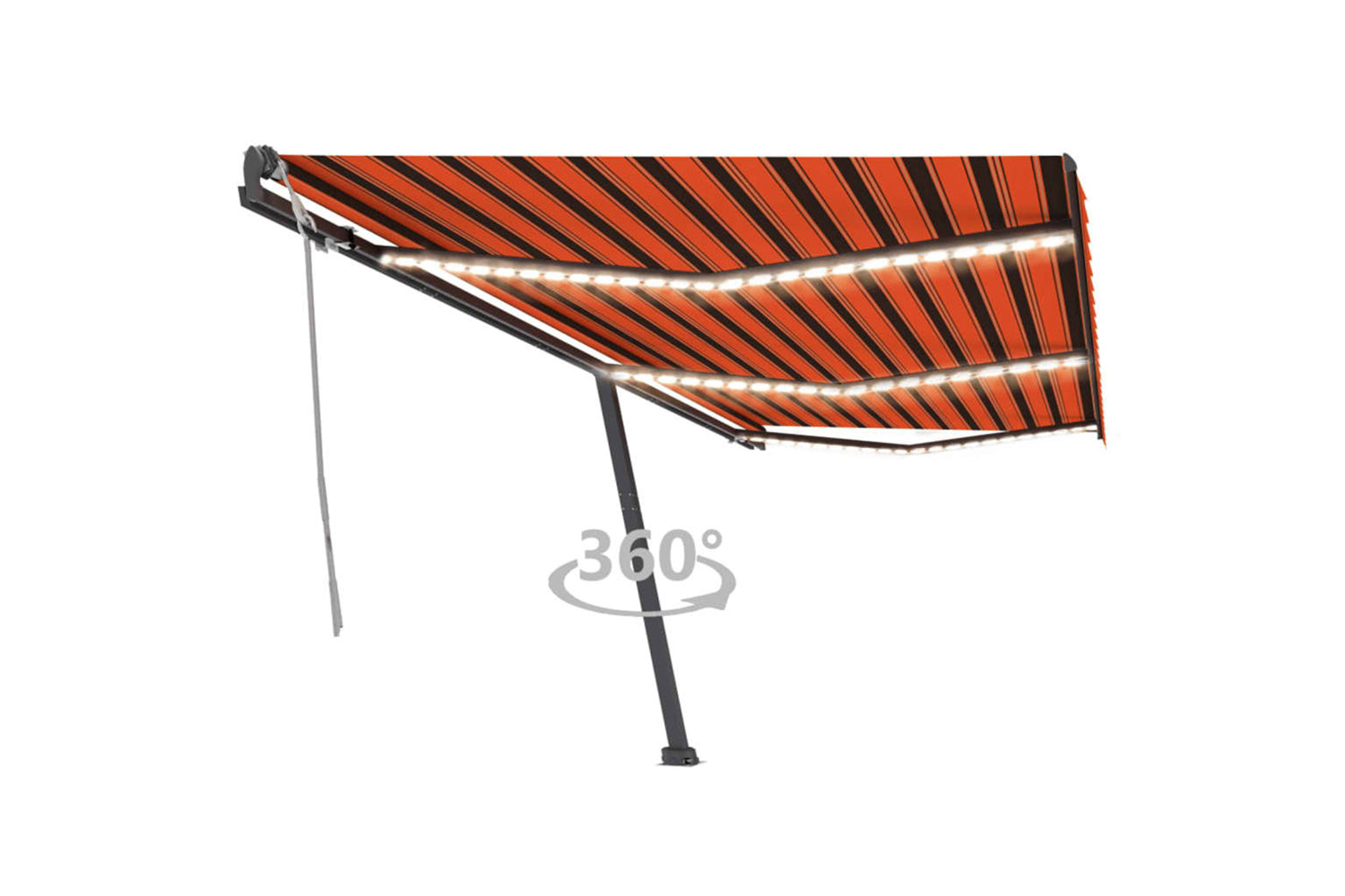 vidaXL 3069805 Manual Retractable Awning With Led 600x300cm Orange And Brown