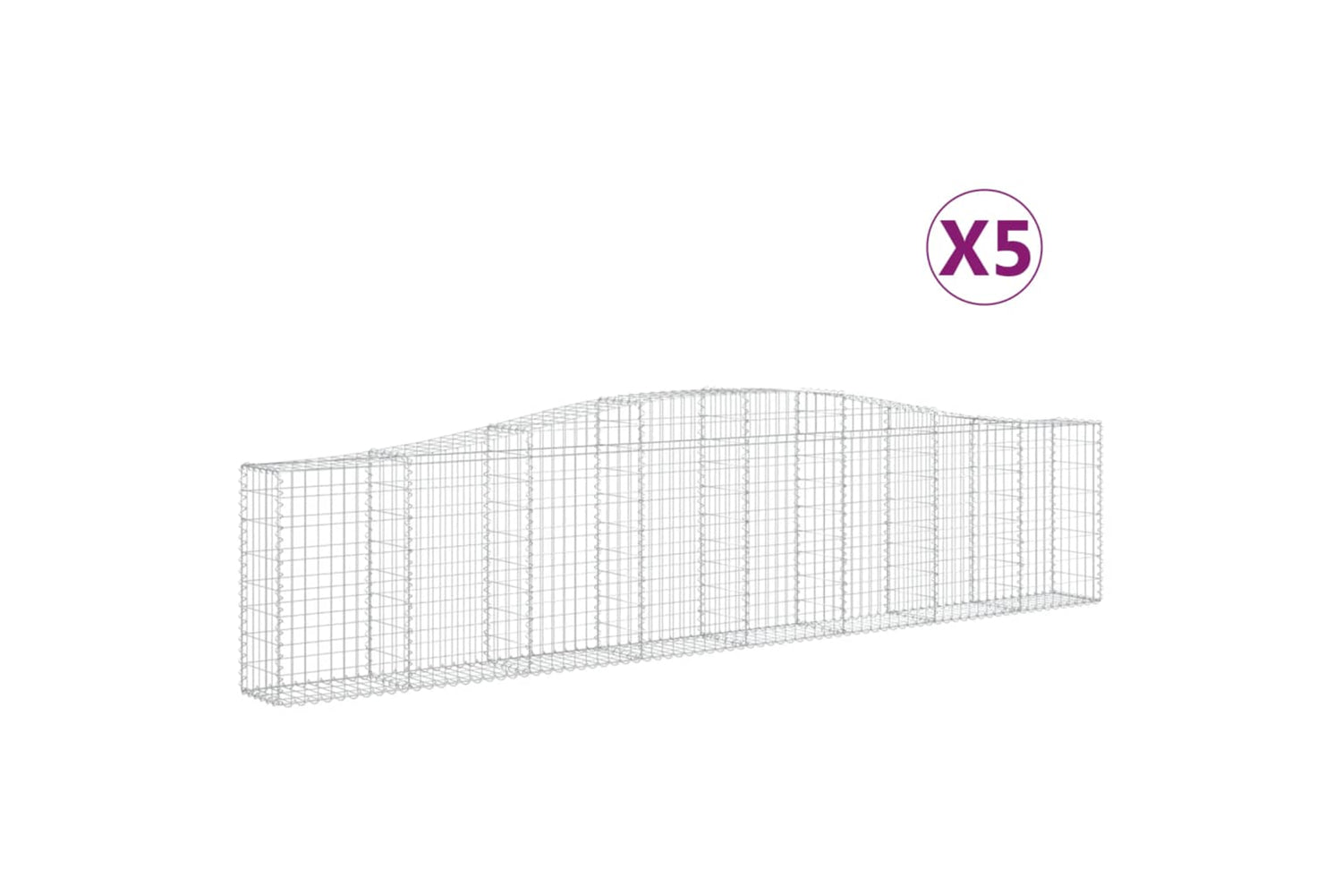 vidaXL 3145816 Arched Gabion Baskets 5 Pcs 400x30x80/100cm Galvanised Iron