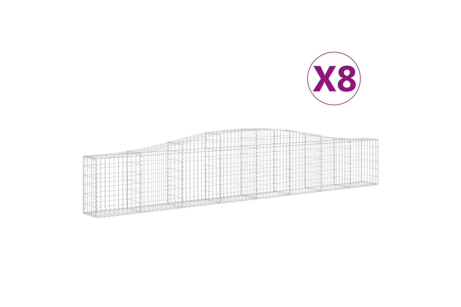 vidaXL 3145806 Arched Gabion Baskets 8 Pcs 400x30x60/80cm Galvanised Iron