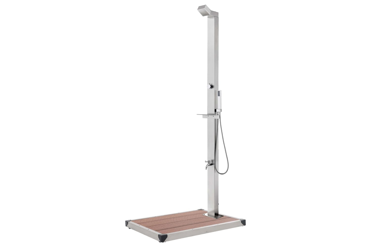vidaXL 3070777 Garden Shower With Brown Base 225cm Stainless Steel