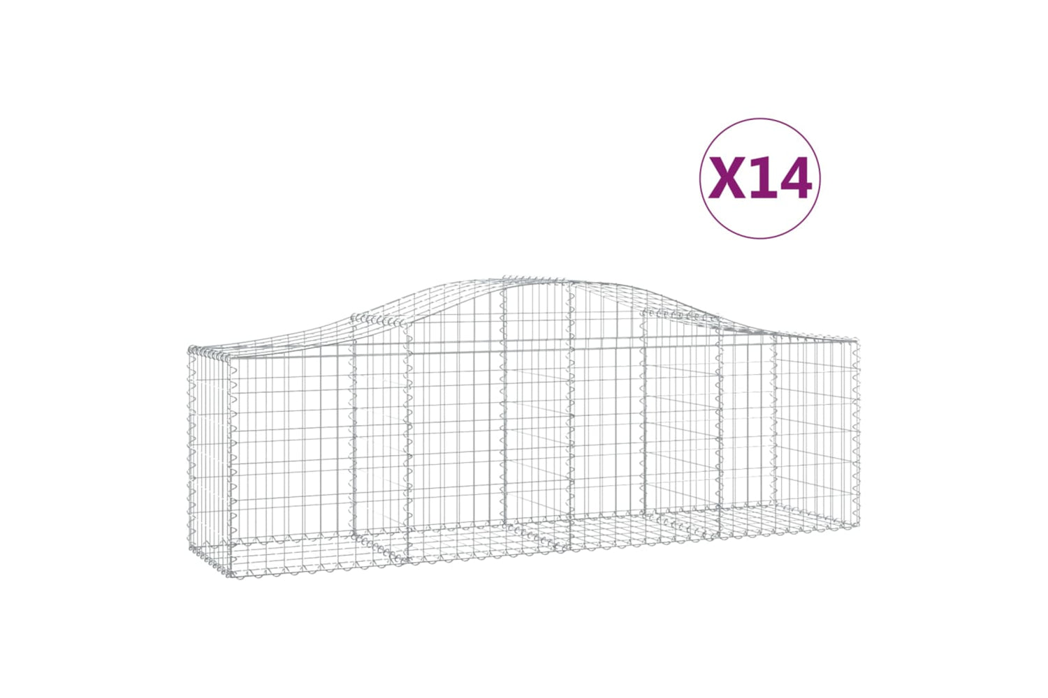 vidaXL 3145610 Arched Gabion Baskets 14 Pcs 200x50x60/80cm Galvanised Iron