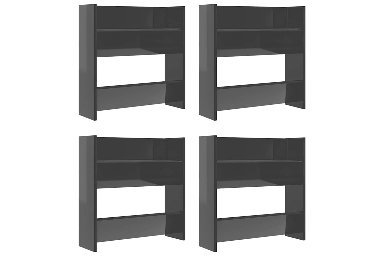 vidaXL 806740 Wall Shoe Cabinets 4 Pcs High Gloss Grey 60x18x60cm Engineered Wood