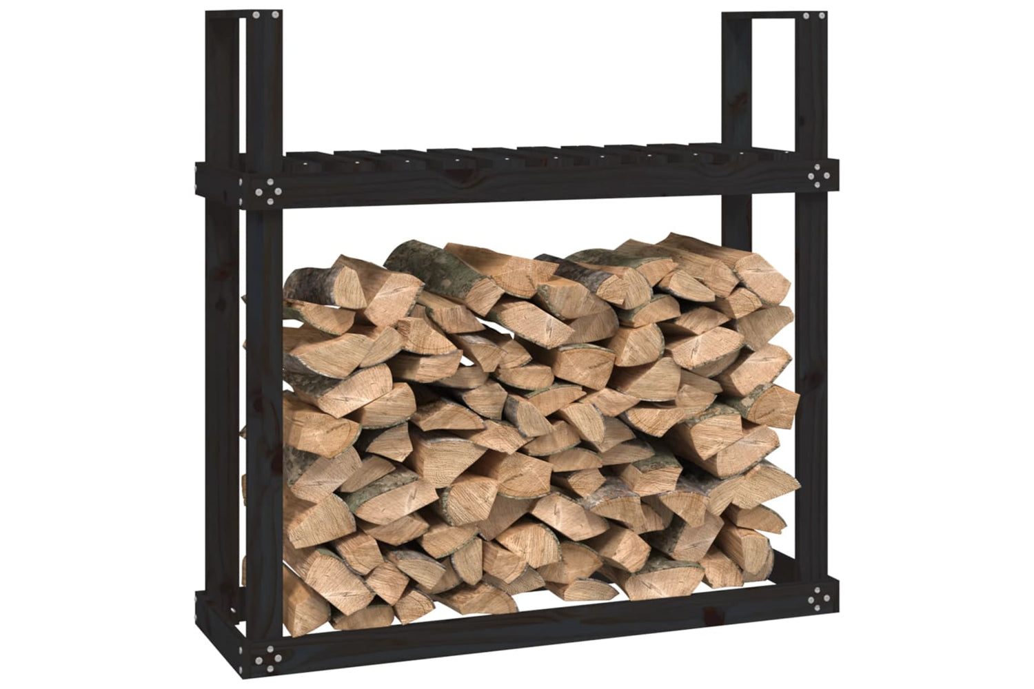 vidaXL 823861 Firewood Rack Black 110x35x108.5cm Solid Wood Pine-3