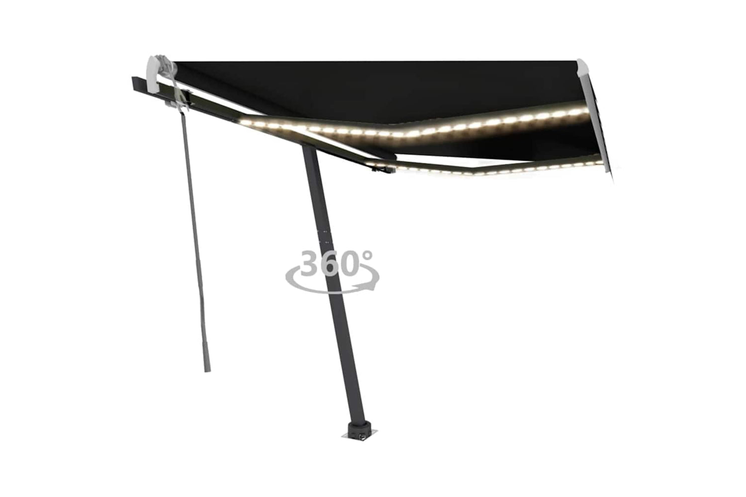 Vidaxl Manual Retractable Awning With Led 300x250 Cm Anthracite