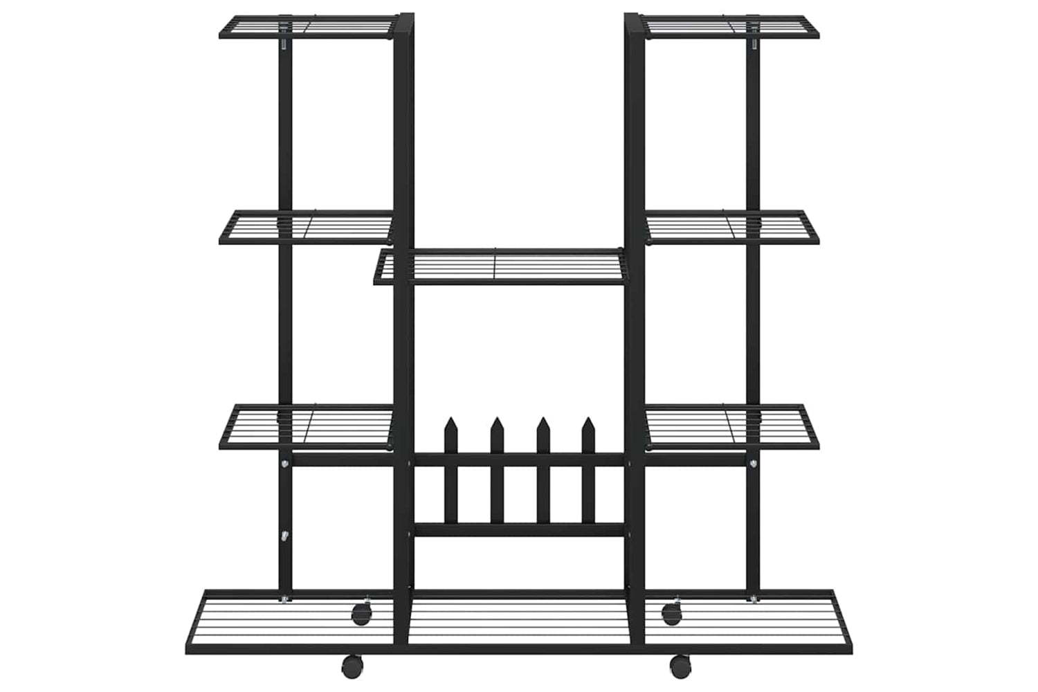 vidaXL 343121 Flower Stand With Wheels 94.5x24.5x91.5cm Black Iron-4