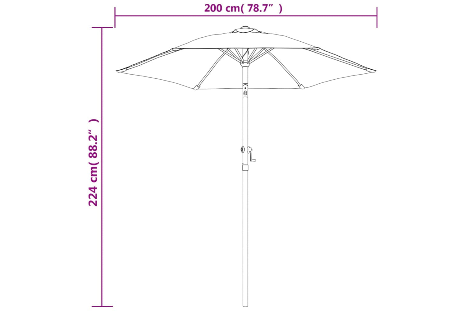 vidaXL 47208 Parasol Burgundy 200x211cm Aluminium-7
