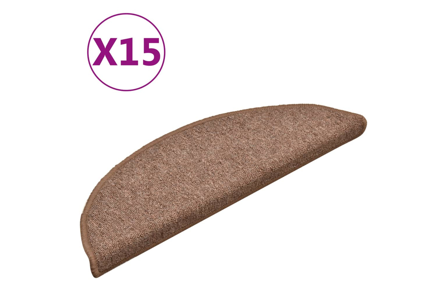 vidaXL 322366 Carpet Stair Treads 15 Pcs Brown 56x17x3cm