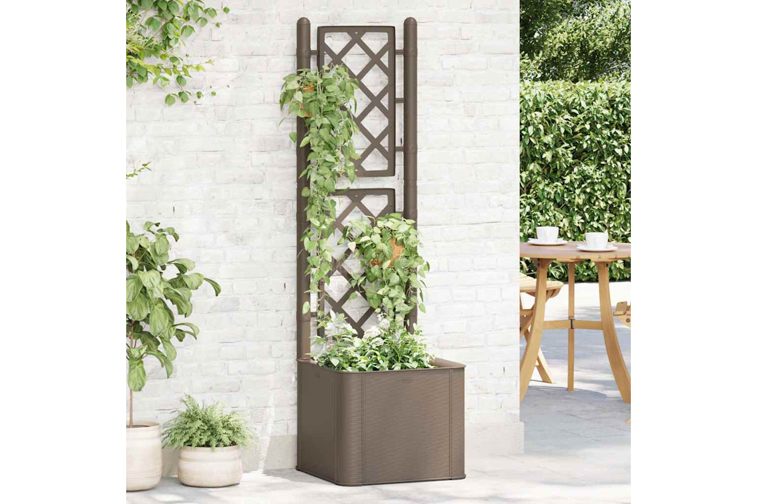 Vidaxl 313964 Garden Raised Bed With Trellis And Self Watering System Mocha-2