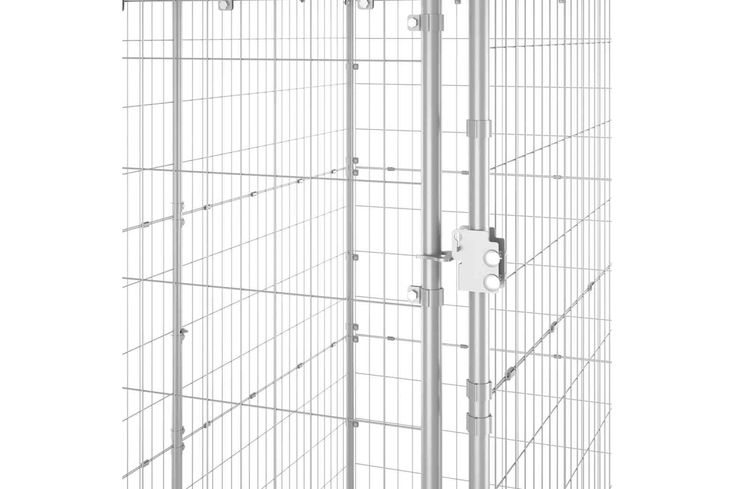 Vidaxl Outdoor Dog Kennel Galvanised Steel With Roof 110x220x180 Cm-5