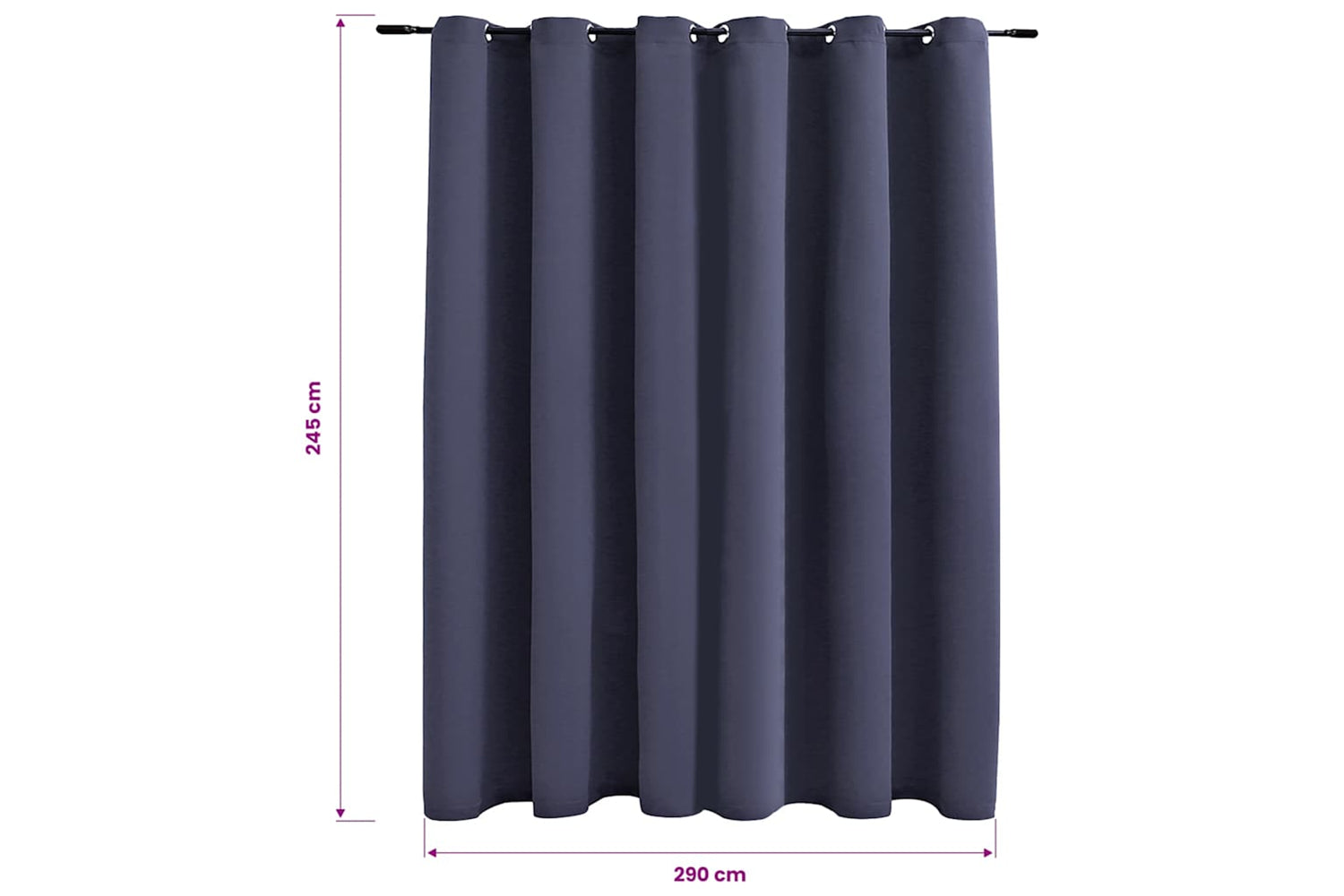 Vidaxl Blackout Curtain With Metal Rings Anthracite 290x245 Cm-5